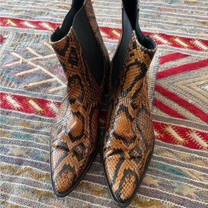 Freda Salvador Brown Snake Print Ankle Boots
